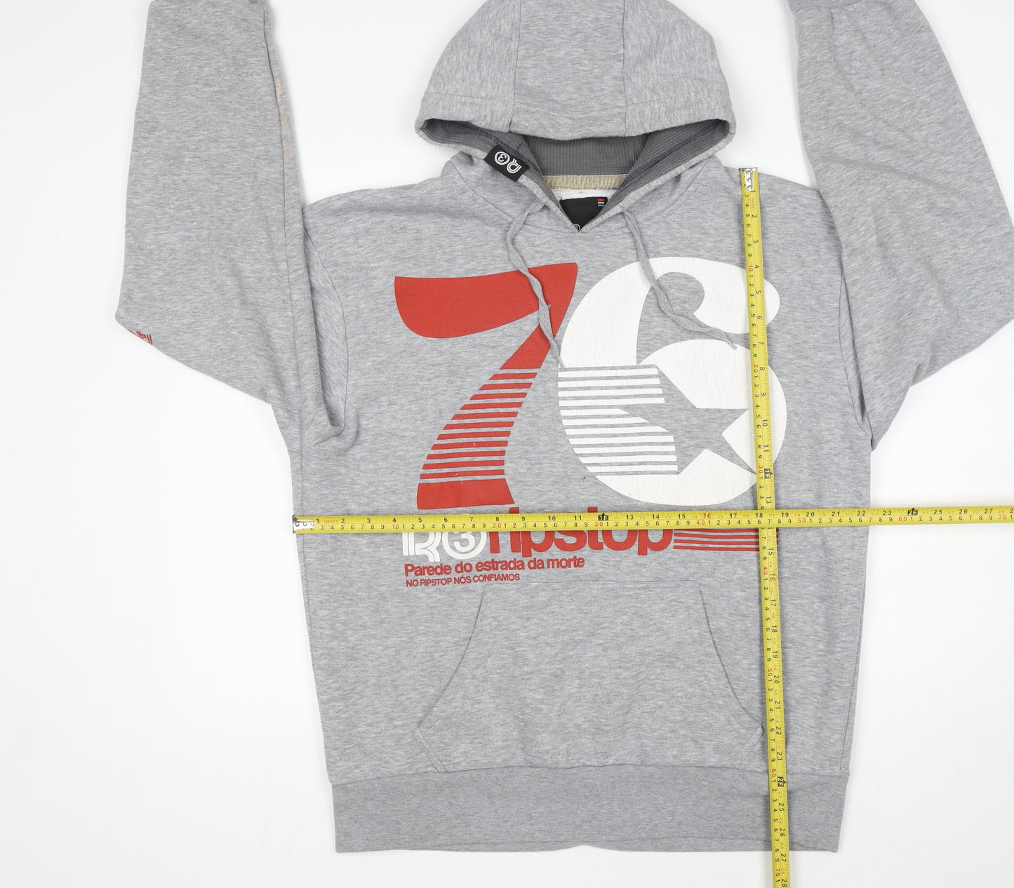 Mens UK Size XL Ripstop Grey Pullover Hoodie
