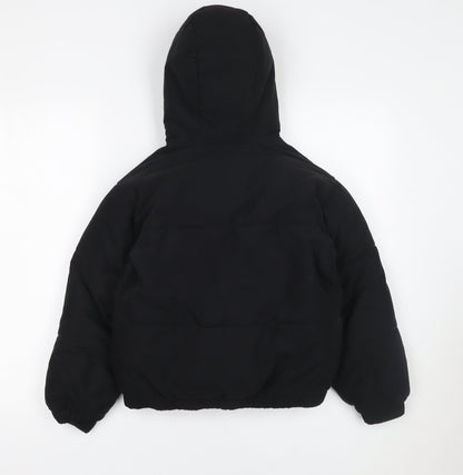 Juicy Couture Girls Black Hooded Puffer Jacket 8 Years Winter Full Zip Logo