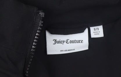 Juicy Couture Girls Black Hooded Puffer Jacket 8 Years Winter Full Zip Logo