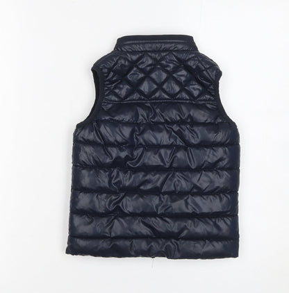 Next Girls Blue Quilted Puffer Gilet 2-3 Years Polyester Waistcoat