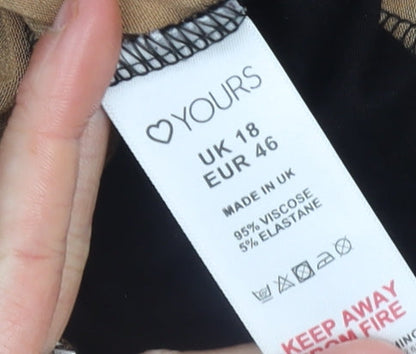 Womens UK Size 18 Yours Black Basic T-Shirt