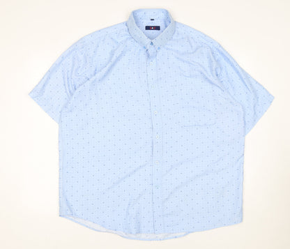 J&J Men’s Light Blue 2XL Short Sleeve Button-Up Cotton Blend Shirt