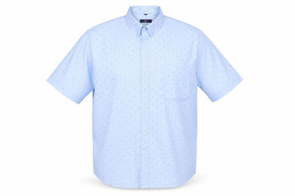 J&J Men’s Light Blue 2XL Short Sleeve Button-Up Cotton Blend Shirt