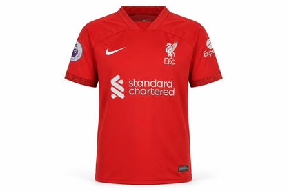 Front view of Nike boys’ red liverpool fc dri-fit football jersey t-shirt, size 176