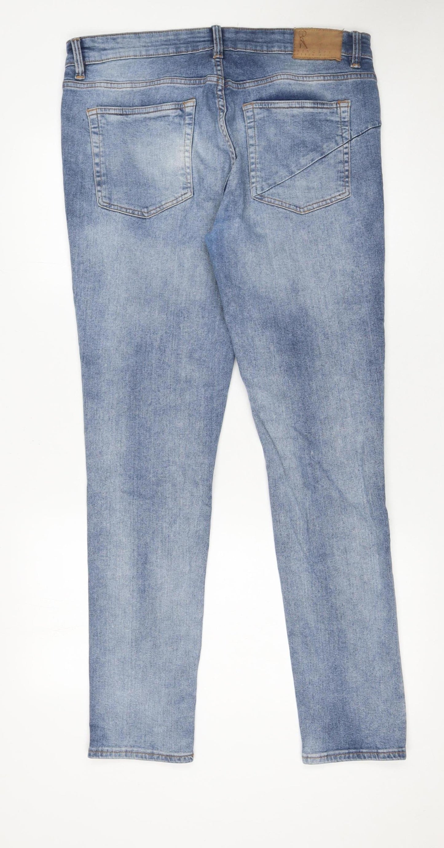 Mens UK Size L Ringspun Slim Fit Skinny Blue Jeans