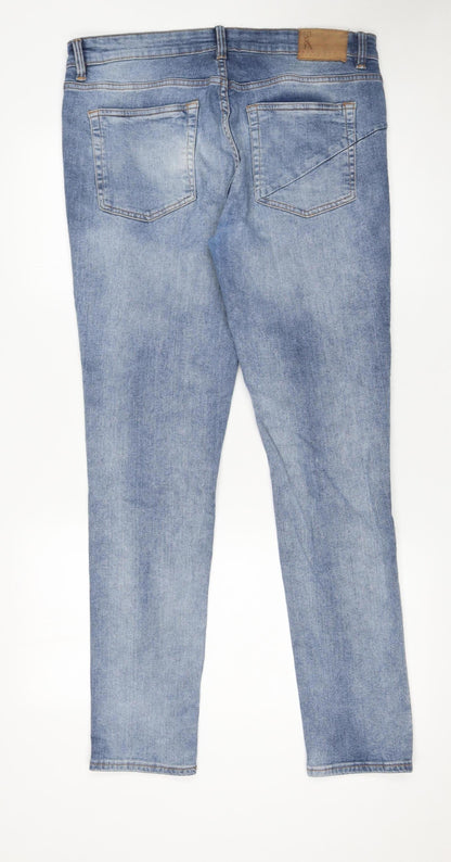 Mens UK Size L Ringspun Slim Fit Skinny Blue Jeans