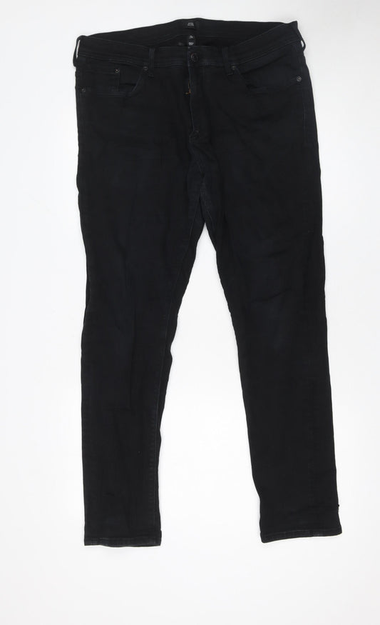 Mens UK Size 36 River Island Slim Fit Skinny Black Jeans