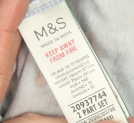 Girls UK Size 10-11 Years Marks and Spencer Purple Basic T-Shirt