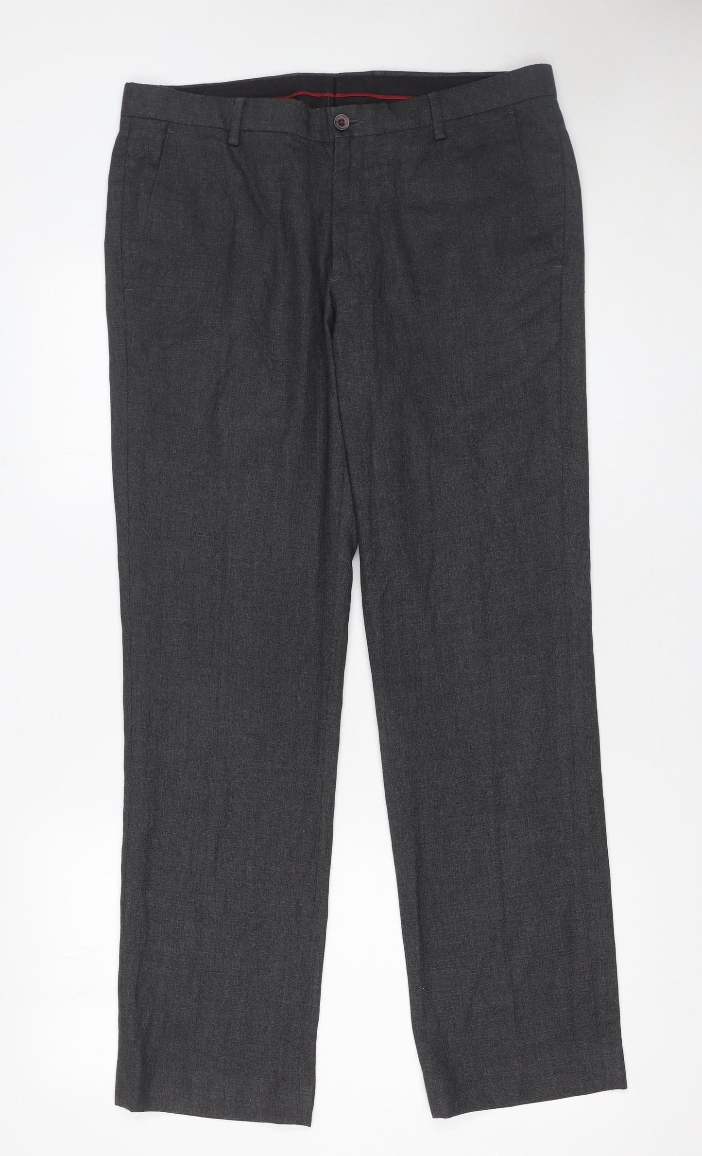Mens UK Size L John Miller Slim Fit Dress Pants Grey Trousers