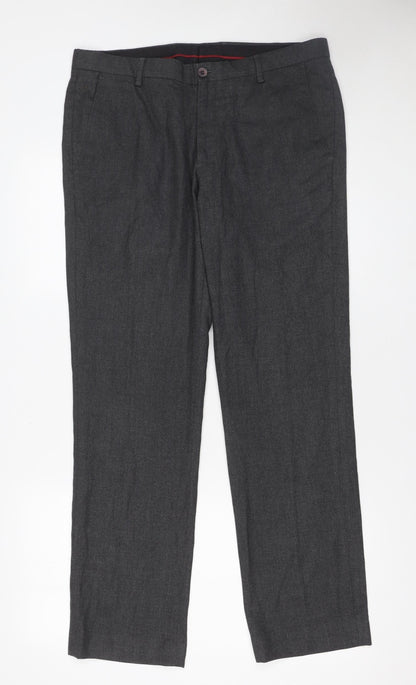 Mens UK Size L John Miller Slim Fit Dress Pants Grey Trousers