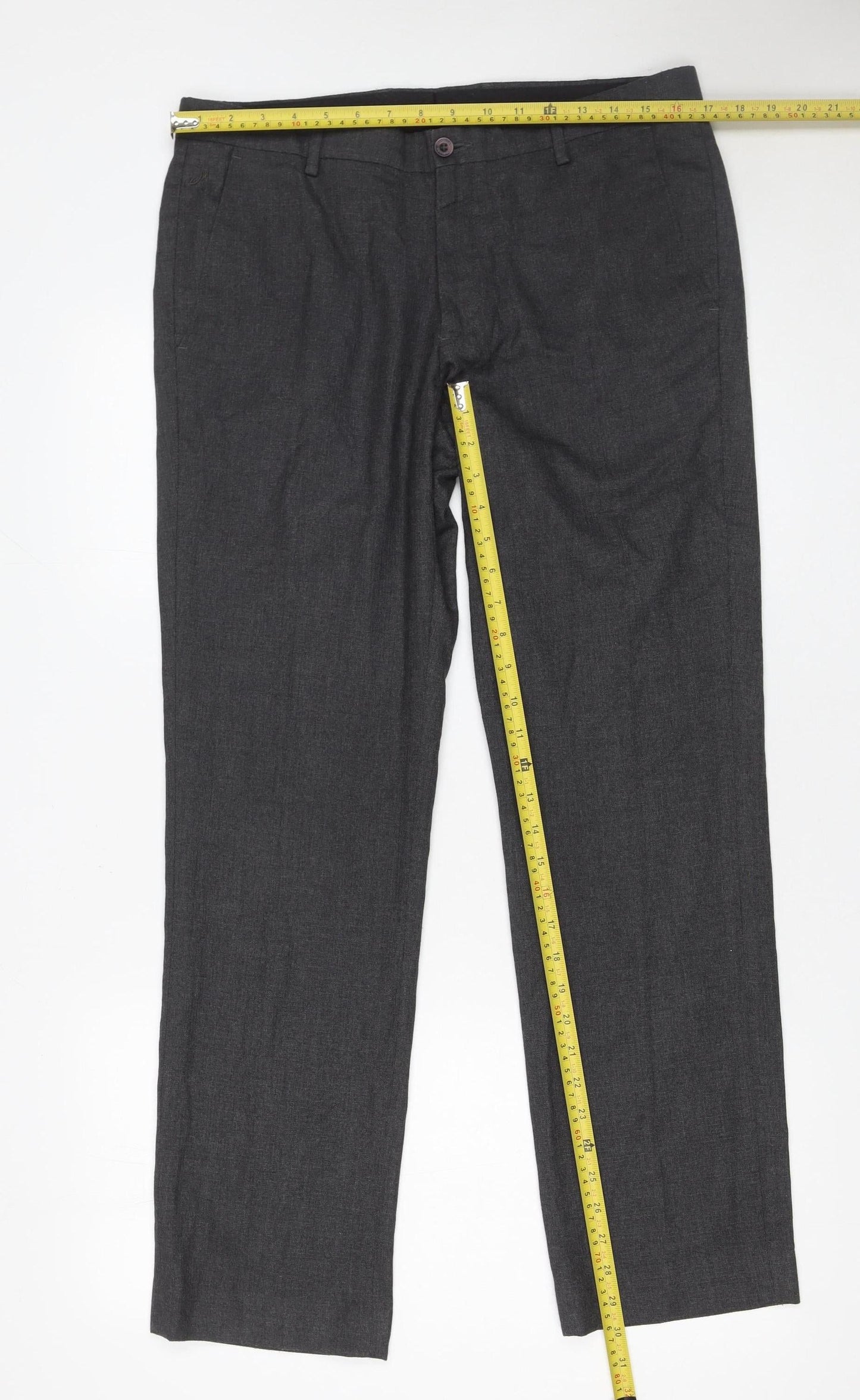 Mens UK Size L John Miller Slim Fit Dress Pants Grey Trousers