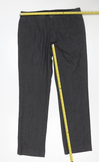 Mens UK Size L John Miller Slim Fit Dress Pants Grey Trousers