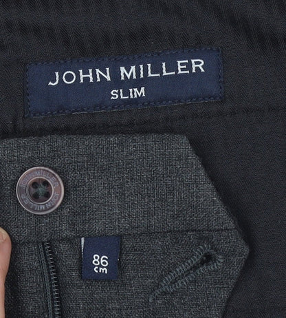 Mens UK Size L John Miller Slim Fit Dress Pants Grey Trousers