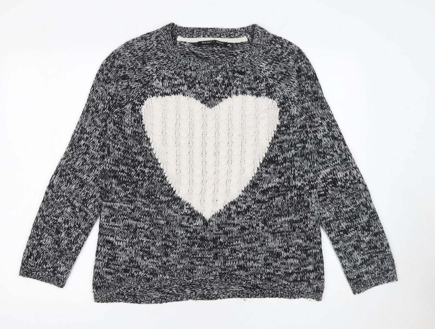 Womens UK Size 12 Heart & Soul Black Pullover Jumper