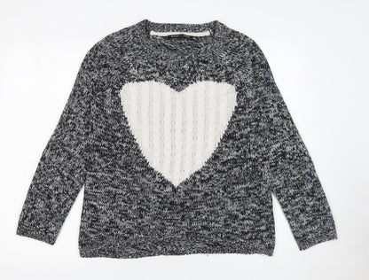Womens UK Size 12 Heart & Soul Black Pullover Jumper