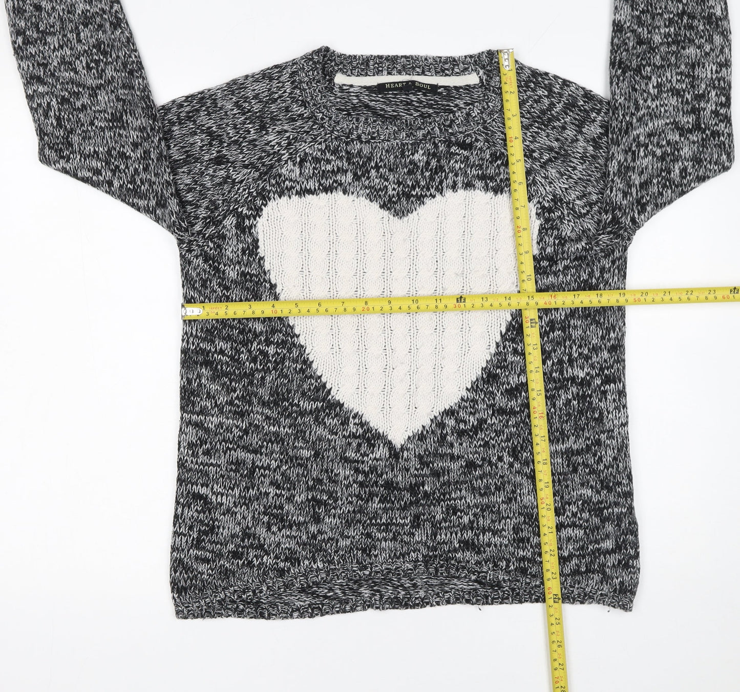 Womens UK Size 12 Heart & Soul Black Pullover Jumper