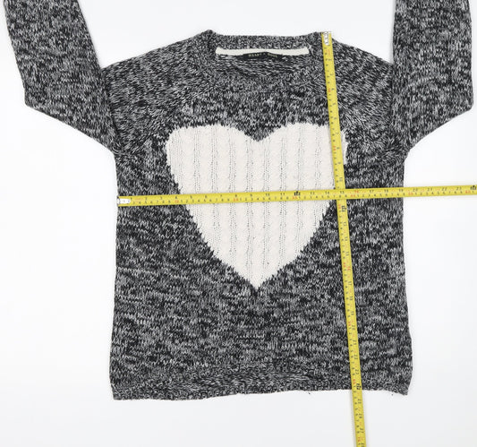 Womens UK Size 12 Heart & Soul Black Pullover Jumper
