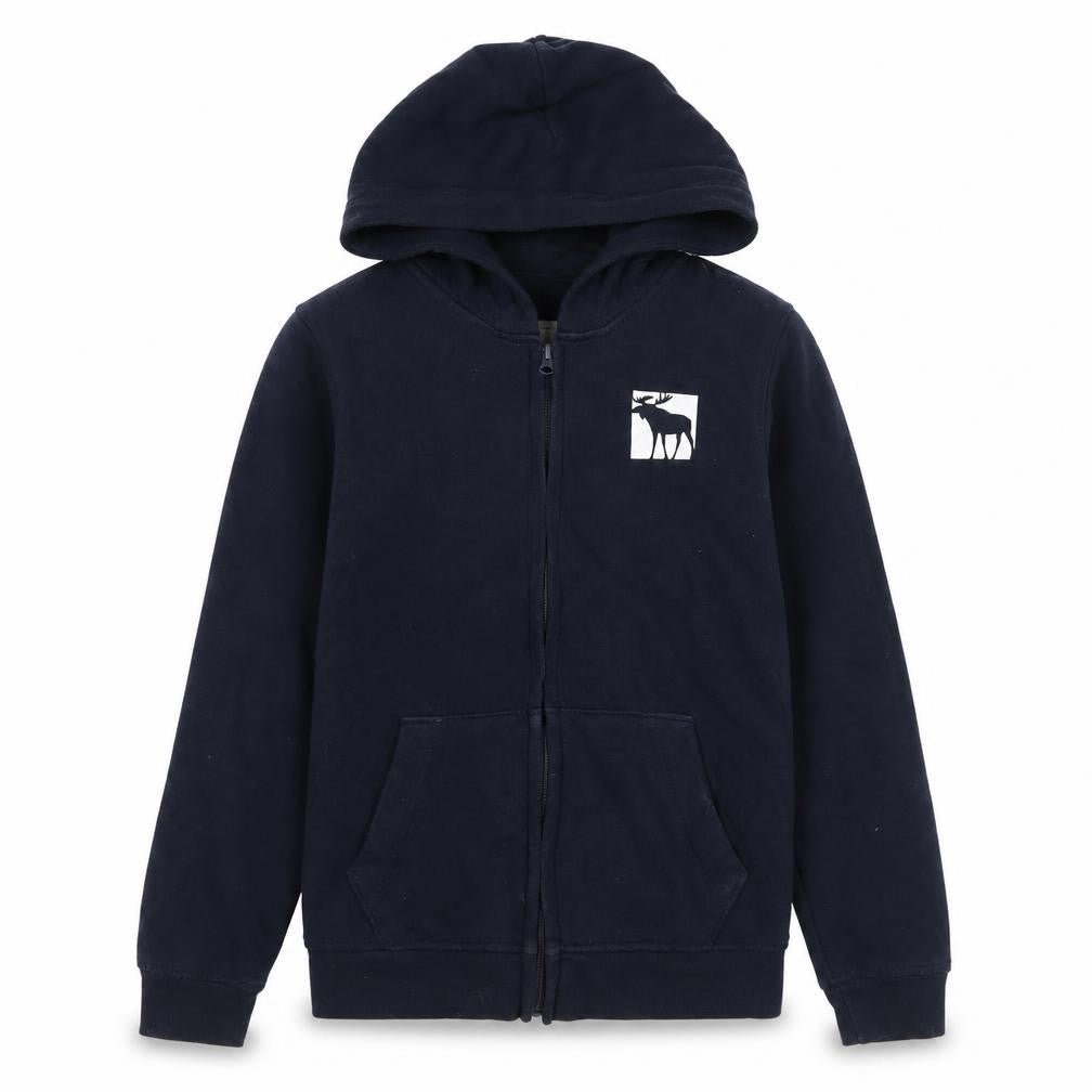 Front view of Abercrombie & Fitch Kids boys’ black full zip fleece hoodie 11-12 years