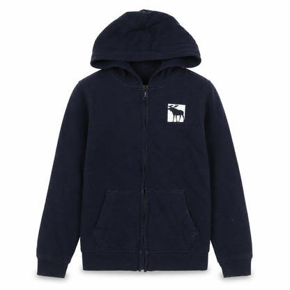Front view of Abercrombie & Fitch Kids boys’ black full zip fleece hoodie 11-12 years