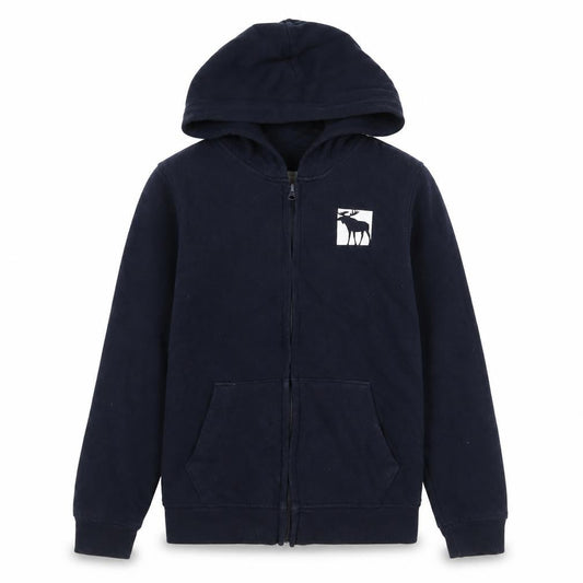 Front view of Abercrombie & Fitch Kids boys’ black full zip fleece hoodie 11-12 years