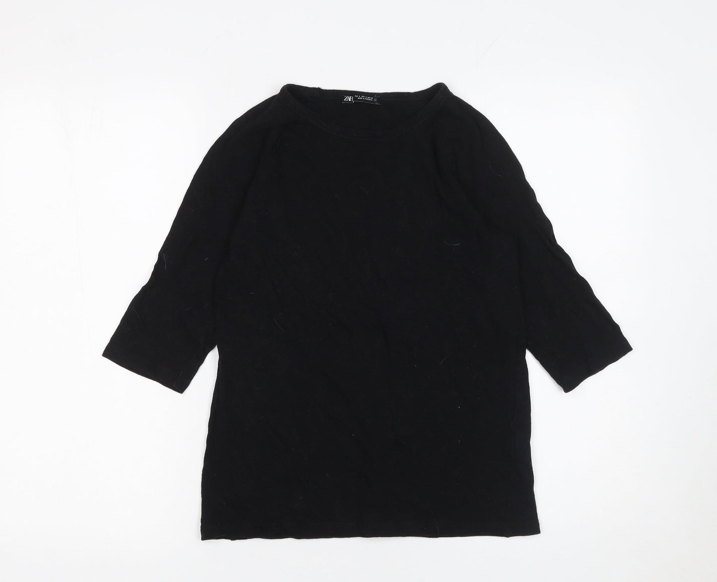 Womens UK Size S Zara Black Basic T-Shirt
