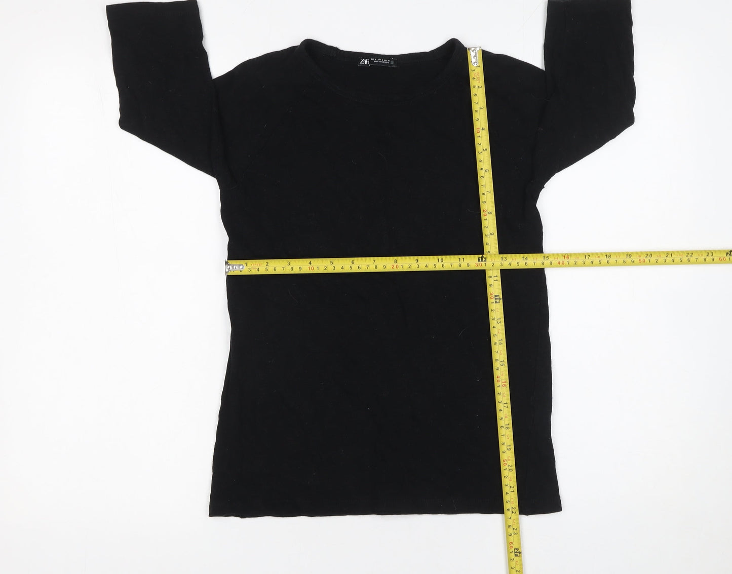 Womens UK Size S Zara Black Basic T-Shirt