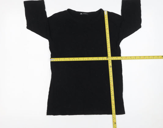 Womens UK Size S Zara Black Basic T-Shirt