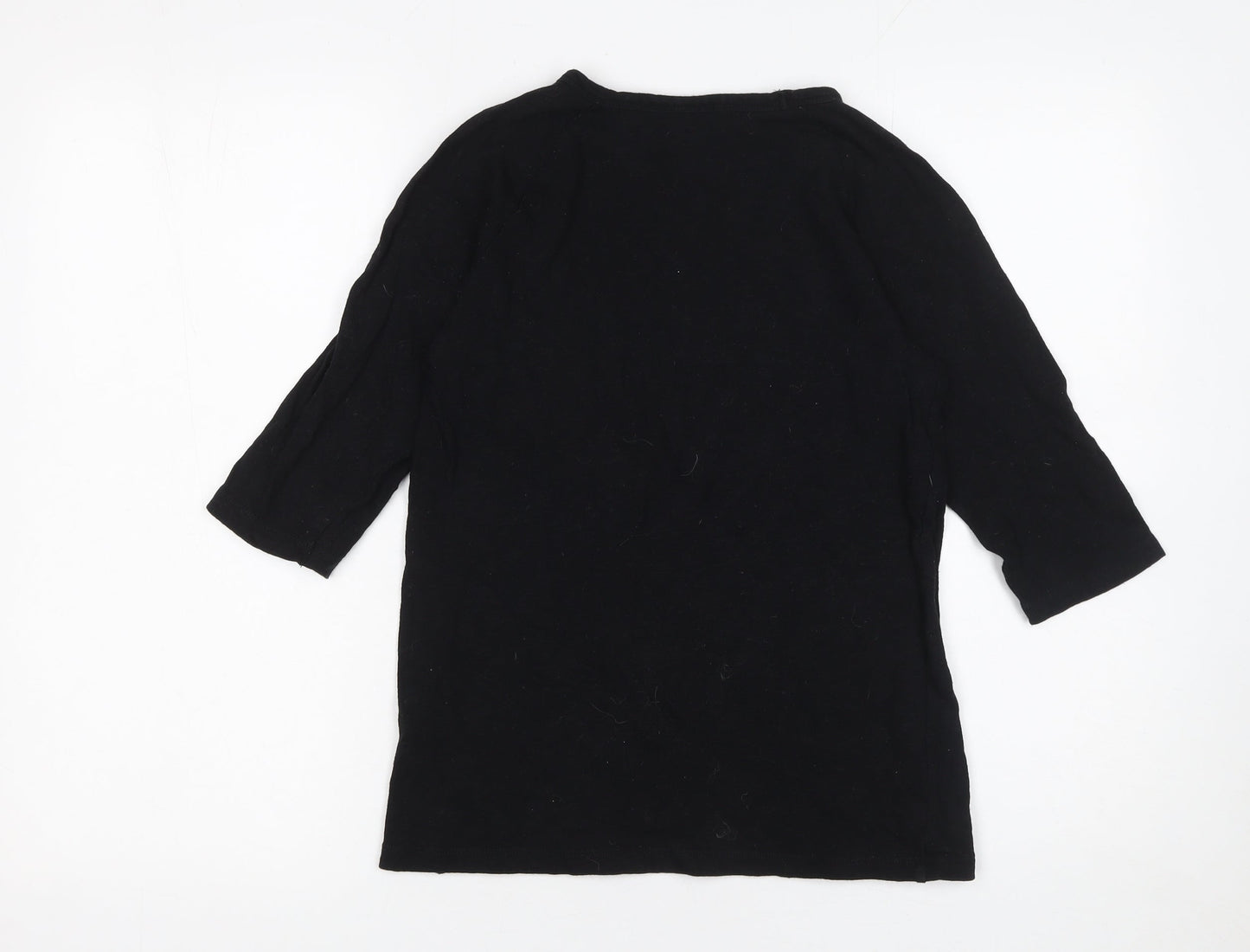 Womens UK Size S Zara Black Basic T-Shirt