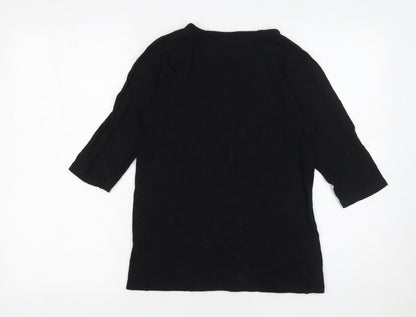 Womens UK Size S Zara Black Basic T-Shirt