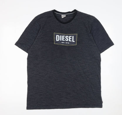 Diesel Men’s Black Logo Crew Neck Short Sleeve T-Shirt Size L