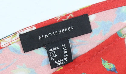 Womens UK Size 14 Atmosphere Red Tunic Blouse