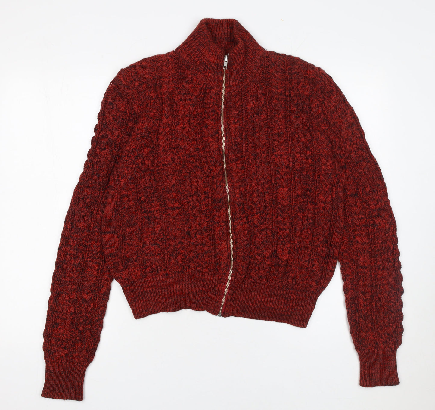 Womens UK Size L New Look Red Full Zip Jumper