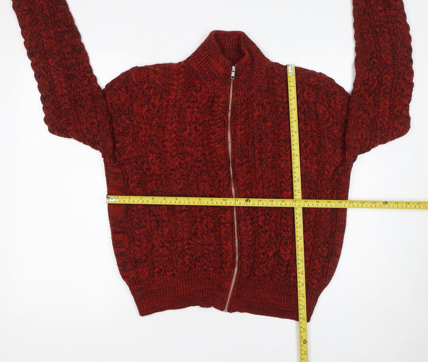 Womens UK Size L New Look Red Full Zip Jumper