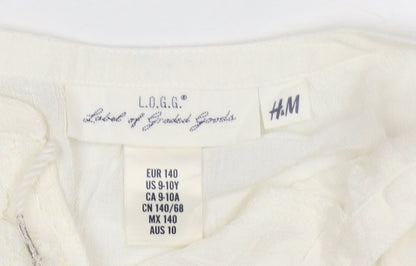 Girls UK Size 9-10 Years H&M Ivory Tunic Blouse