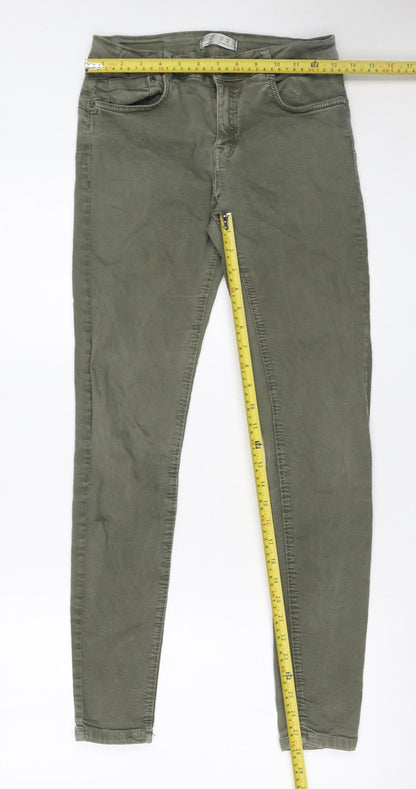 Womens UK Size 10 Bershka Slim Fit Skinny Green Jeans