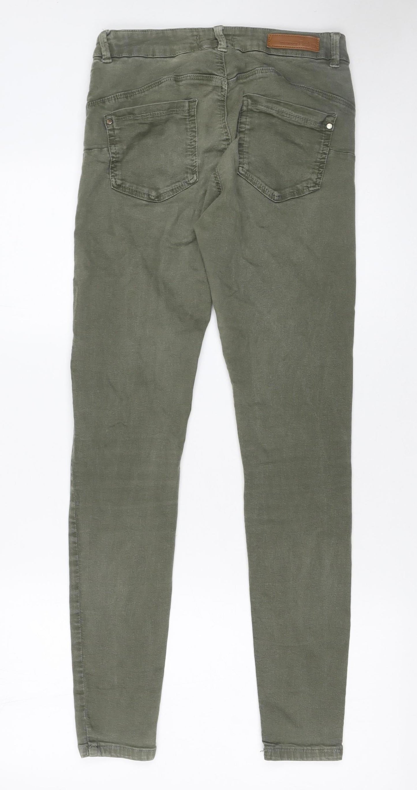 Womens UK Size 10 Bershka Slim Fit Skinny Green Jeans