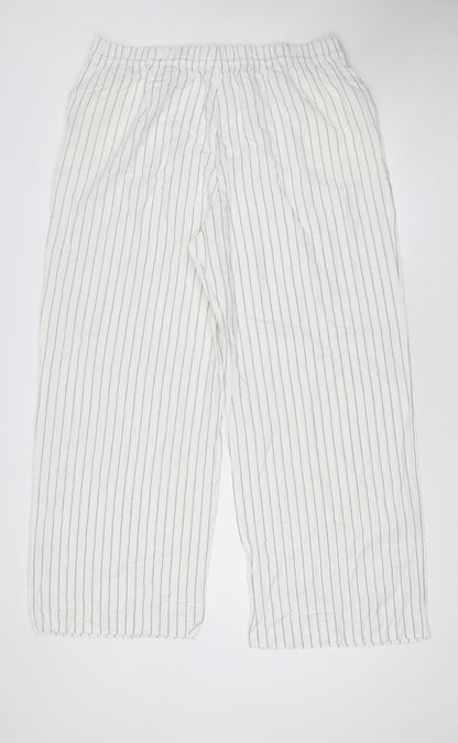 Dunnes Stores Men's White Striped Lounge Pants Size L Viscose Linen Blend