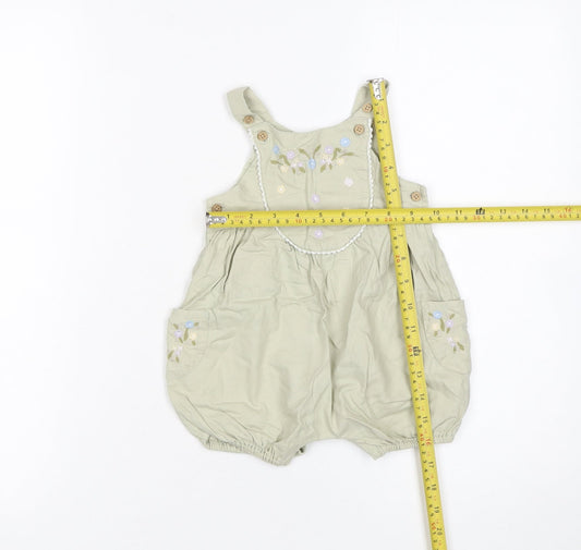 Next Unisex Baby Beige Floral Embroidered Cotton Romper 3-6 Months