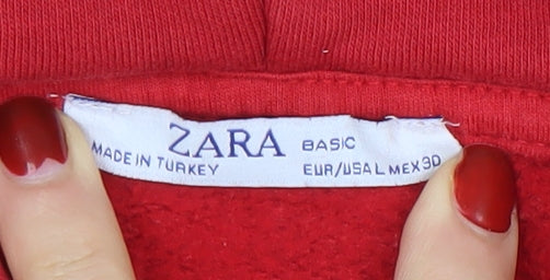 Womens UK Size M Zara Red Pullover Hoodie