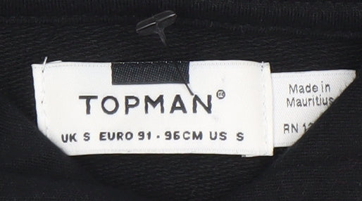 Mens UK Size S Topman Black Pullover Hoodie