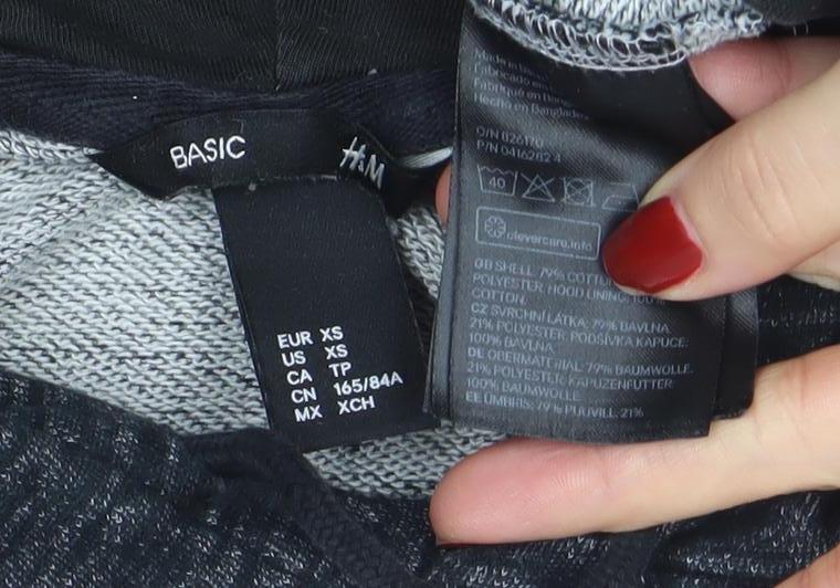 Womens UK Size XS H&M Black Pullover Hoodie