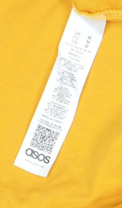 Mens UK Size M ASOS Yellow Pullover Hoodie