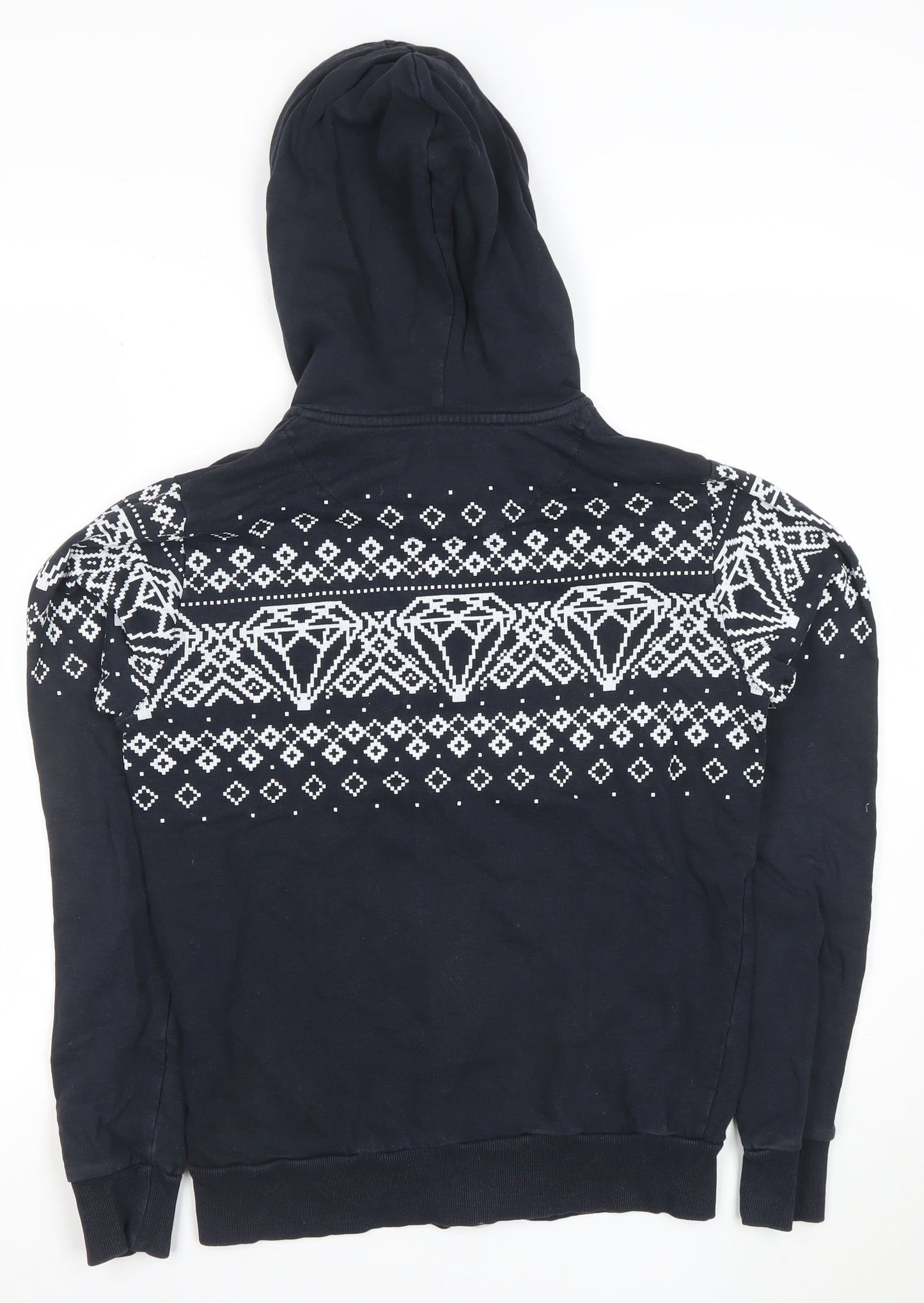 Womens UK Size S Fabric Black Full Zip Hoodie