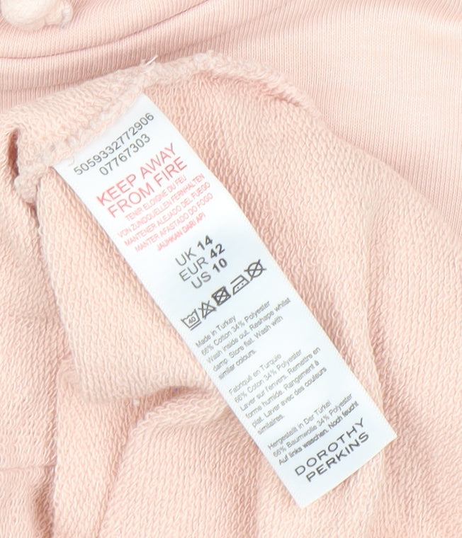 Womens UK Size 14 Dorothy Perkins Pink Tunic Hoodie