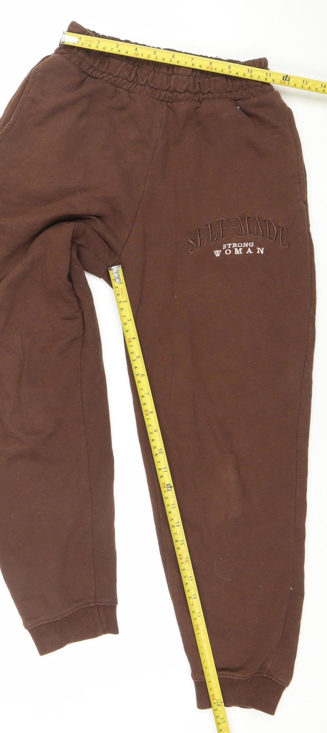 Womens UK Size S Bershka Regular Fit Jogger Brown Trousers