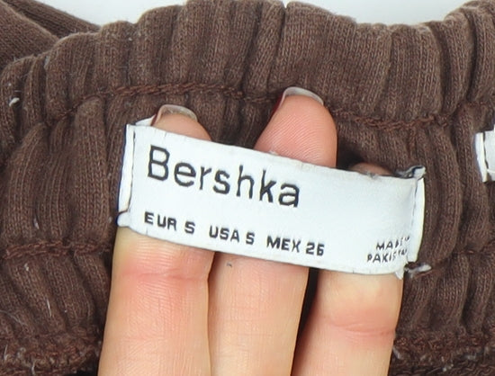 Womens UK Size S Bershka Regular Fit Jogger Brown Trousers