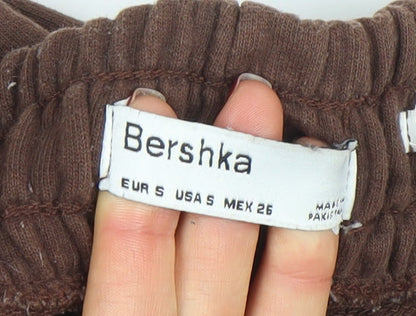 Womens UK Size S Bershka Regular Fit Jogger Brown Trousers