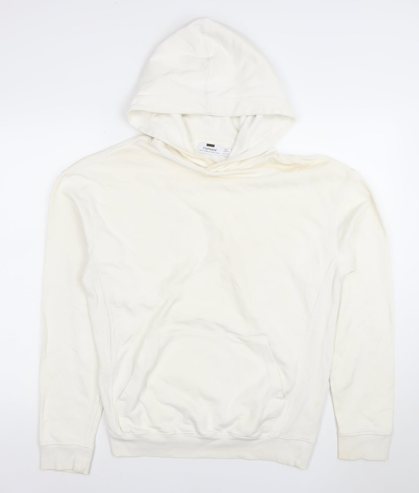 Mens UK Size XS Topman White Pullover Hoodie
