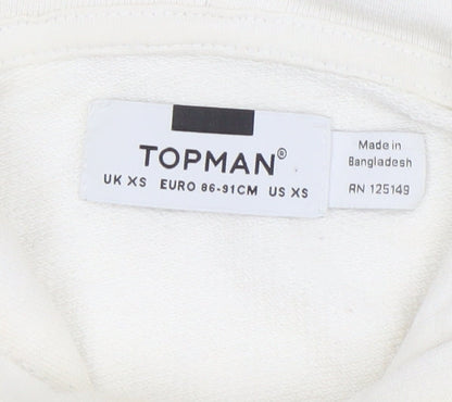 Mens UK Size XS Topman White Pullover Hoodie