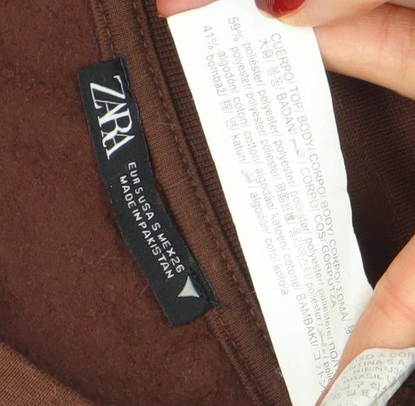 Womens UK Size S Zara Brown Pullover Sweatshirt